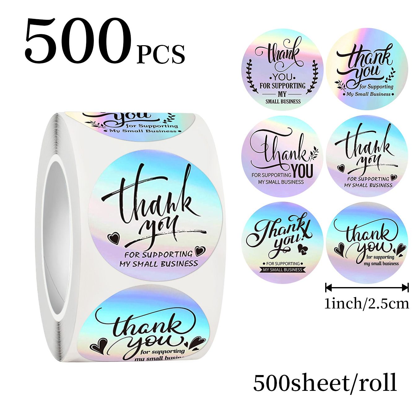 Sticker Label Roll - JCAC 500 adet/rulo 1 inç holografik